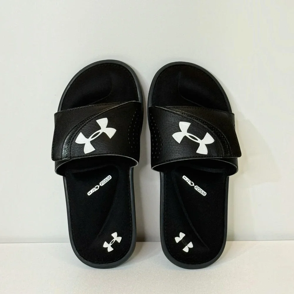 Under Armour Youth Size 3Y Black 4D Foam Slip On Slide Sandals